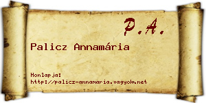 Palicz Annamária névjegykártya